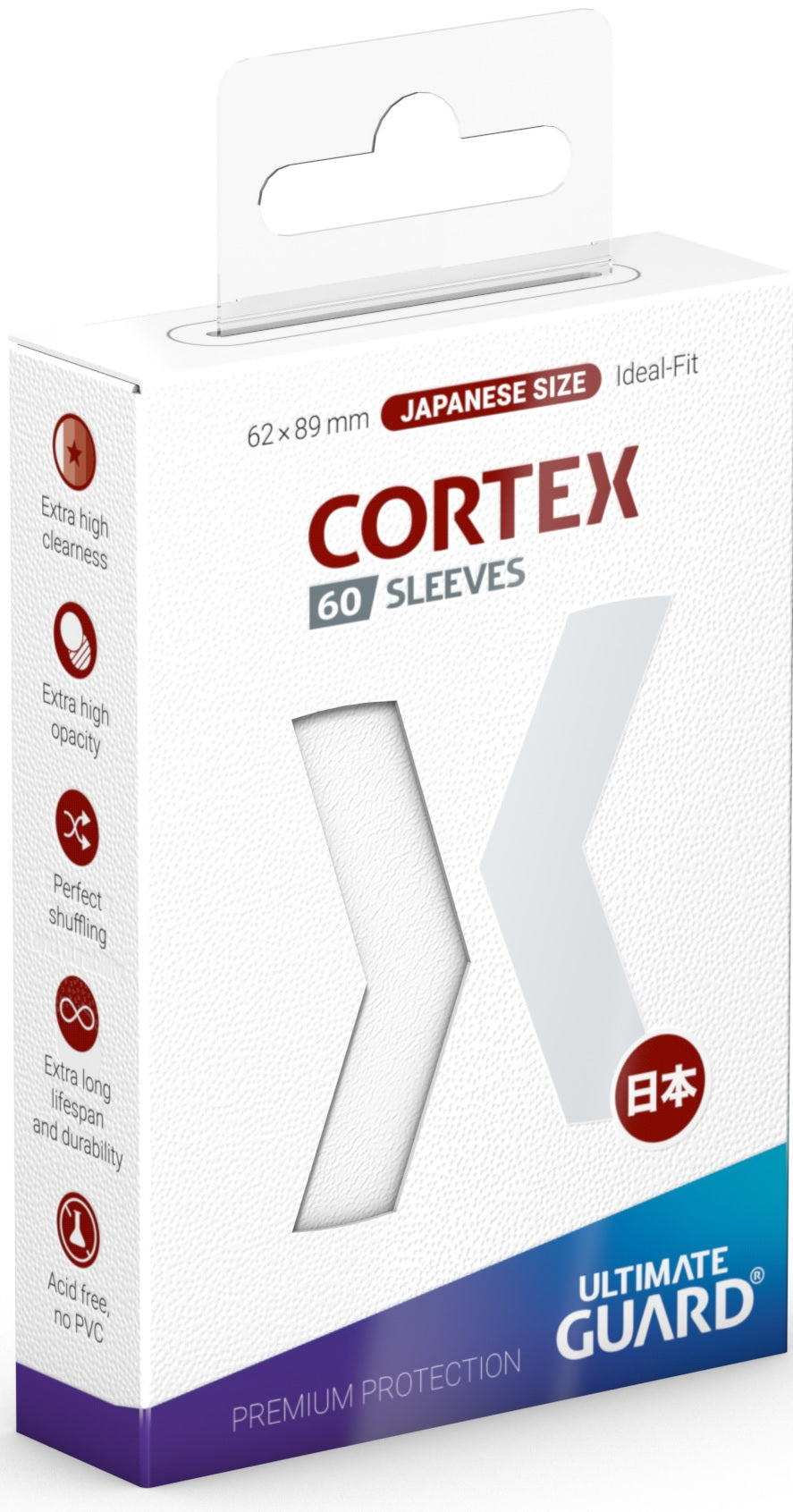 UG SLEEVES CORTEX JAPANESE SIZE GLOSSY WHITE 60CT